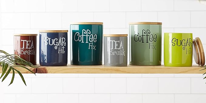 DII Kitchen Accessories Retro Collection Ceramics, Canister Set, Avocado, 3 Piece