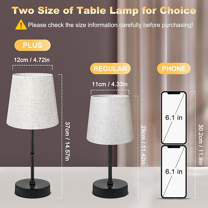 Wowag Small Cordless Table Lamp,5000mAh Rechargeable Battery Operated Desk Lamp,3 Colors & 7 RGB Stepless Dimmable, Portable Touch Fabric Shade LED Night Light for Bedroom Restaurant Home(Flaxen)