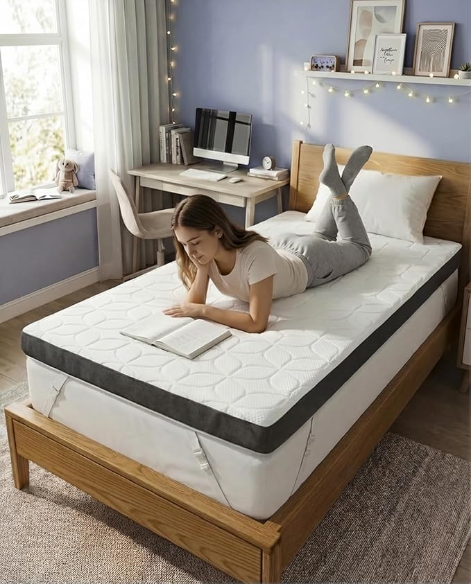 Memory Foam Mattress Topper with Cooling Cover - 3 Inch Cooling Gel Mattress Topper - Extra Plush, Thick & Comfortable - Twin Size Mattress Pad with Washable Cover - Pressure & Pain Relief Bed Topper