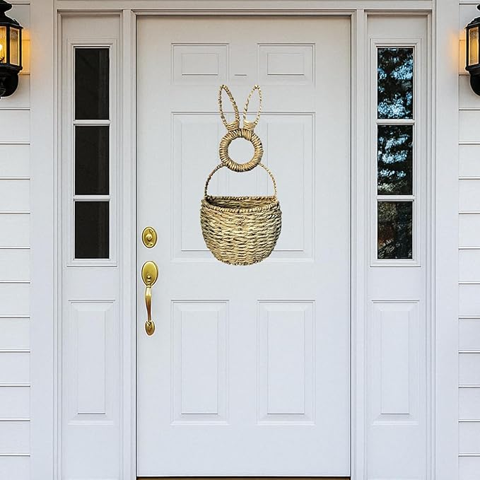 Decorative Rattan Rabbits Wall Mount Basket From Rattan Materials Fit Various Room Styles Natural Flexible Basket
