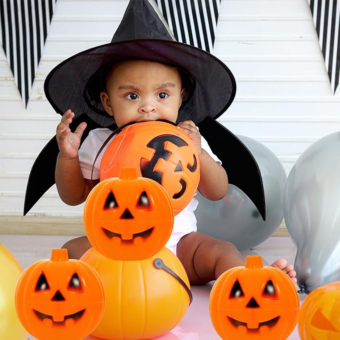 Cabilock 12pcs Halloween Pumpkin Containers Small Plastic Pumpkin Storage Box Bulk Mini Pumpkins Props Trick or Treat Candy Case Container for Halloween Decoration Party Supplies