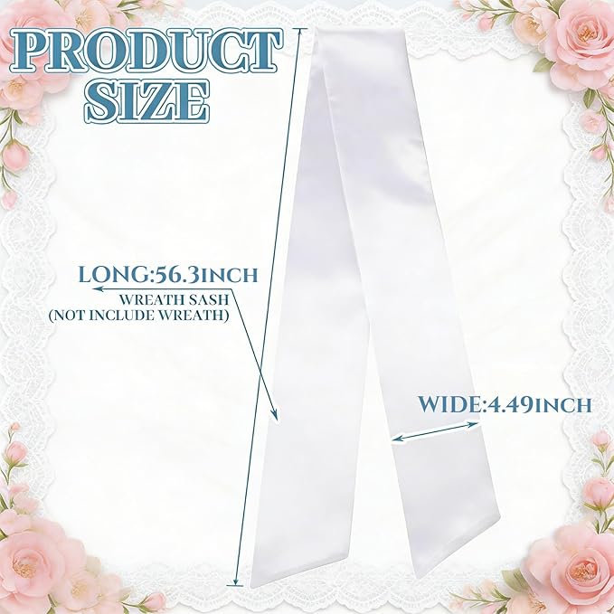 Dream Loom Wreath Sash for Front Door, 4pcs White Wreath Sash Holiday Baby Shower Wreath Accessories for Home Birthday Wedding Christmas Decorations