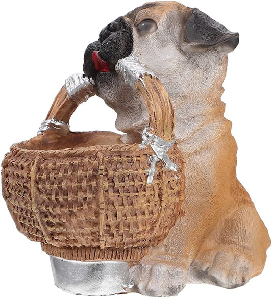 ABOOFAN 1Pc Creative Puppy Adornment Resin Keys Holder Basket for Desktop Organization Storage Container for Home and Entryway Unique Dog Statue Design