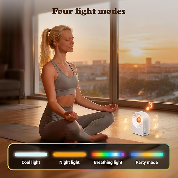UNEEDE White Noise Sound Machine with Bluetooth Functionality, Night Light, Portable Bluetooth Speaker with Noise Canceling for Office & Sleeping, Meditation, Gathering (White)
