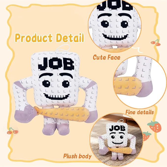 Steal a Brainrot 9-Inch Job Block Plush Pillow – Soft Huggable Cushion, Stylish Decor Accent & Collectible for Enthusiasts