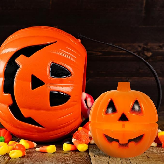 Cabilock 12pcs Halloween Pumpkin Containers Small Plastic Pumpkin Storage Box Bulk Mini Pumpkins Props Trick or Treat Candy Case Container for Halloween Decoration Party Supplies