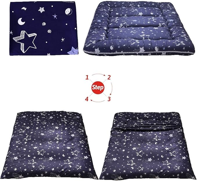 MAXYOYO Navy Star Futon Mattress Japanese Floor Mattress Tatami Floor Mat Foldable Cushion Portable Camping Mattress Kids Sleeping Pad Floor Lounger Couch Twin Size