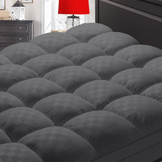 SameBed Mattress Topper Twin XL,Extra Thick Mattress Pad Cover for Back Pain,Cooling Mattress Protector with 8-21 Inch Deep Pocket,Overfilled Down Alternative Filling,Grey