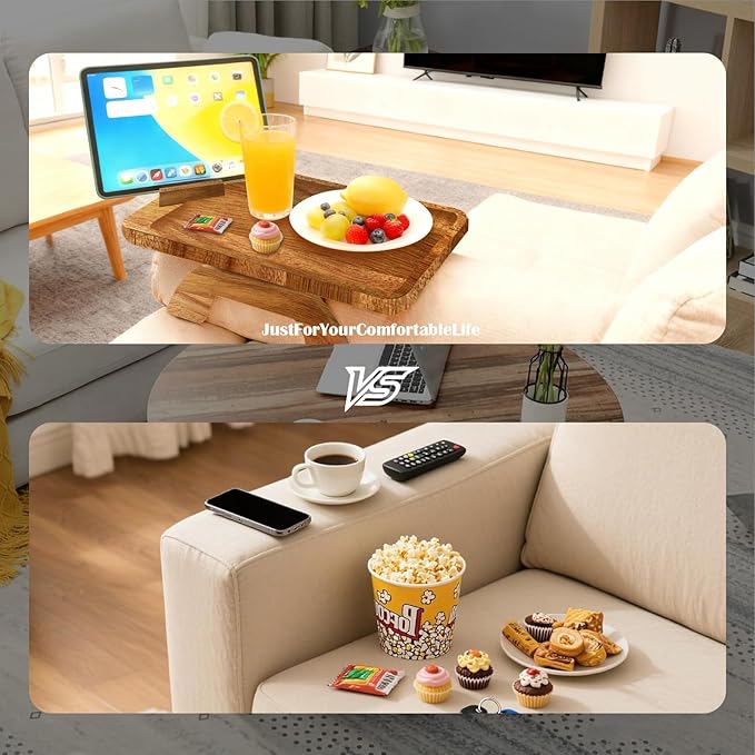 Couch Trays & Sofa Armrest Table - Multi-Functional Arm Trayes for Couch, Perfect Sofa Arm Tray Table for Snacks & Drinks