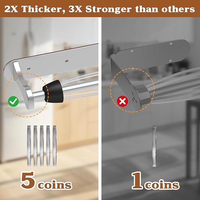 Swaitee Magnetic Paper Towel Holder for Fridge - No Drill, One Hand Tear with Ratchet Mechanism, Silver, Self-Adhesive & Wall Mount for Kitchen, RV, Garage