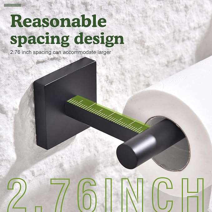 Matte Black Toilet Paper Holder Contemporary Wall Mount Premium 304 Stainless Steel Modren Toilet Paper Tissue Roll Holders for Bathroom Mega Rolls Rustproof