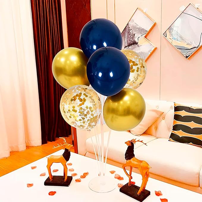 ZJDHPTY 4 Set Blue Gold Balloon Stand Balloon Centerpieces Table Decorations for Birthday Wedding Anniversary Retirement New Years Graduation Decorations Class of 2026