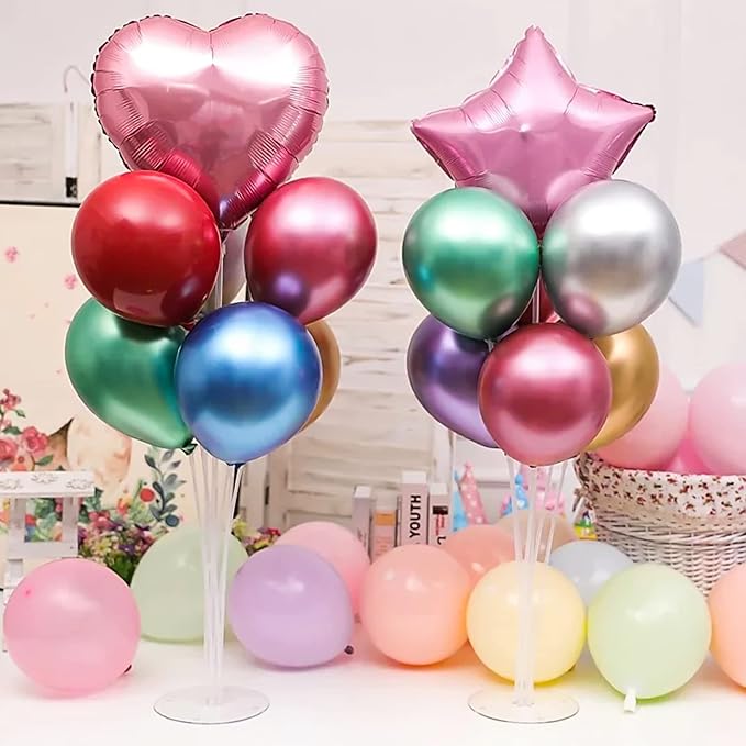 Voircoloria 9 Sets Balloon Stand Kits, Balloon Sticks Holder with Base for Table Graduation Birthday Baby Shower Gender Reveal Party Decorations