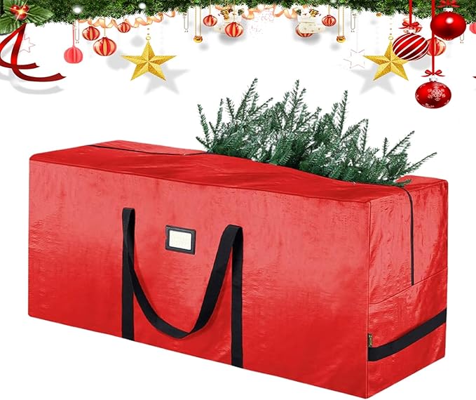Christmas Tree Storage Box,Zippered Large Container - Holiday Storage Bags with Reinforced Handles - for Home Basement Garage Closet College Dorm Attic