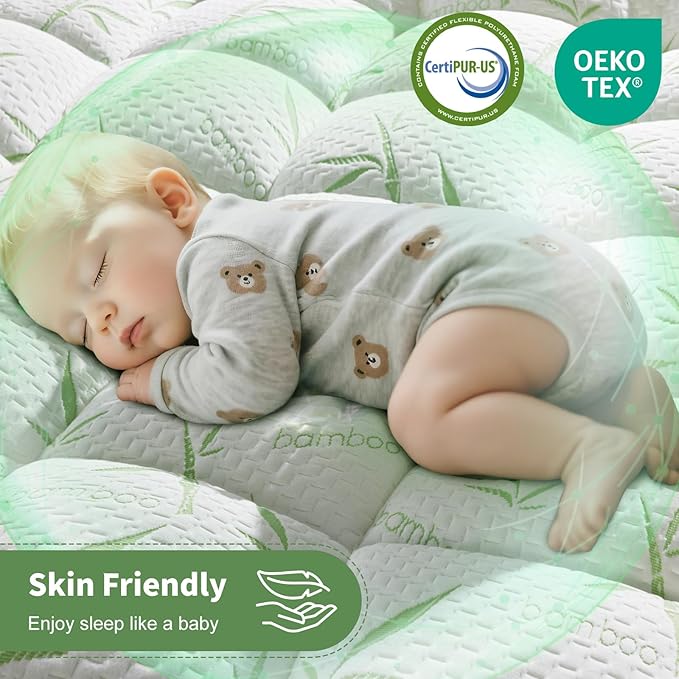3 Inch Mattress Topper California King Size - 1500GSM 3D+7D Down Alternative Fill,Viscose Made from Bambu,Cooling Firm Pillow Top Mattress Pad for Back Pain with 6"-18" Deep Pocket (72"x84")