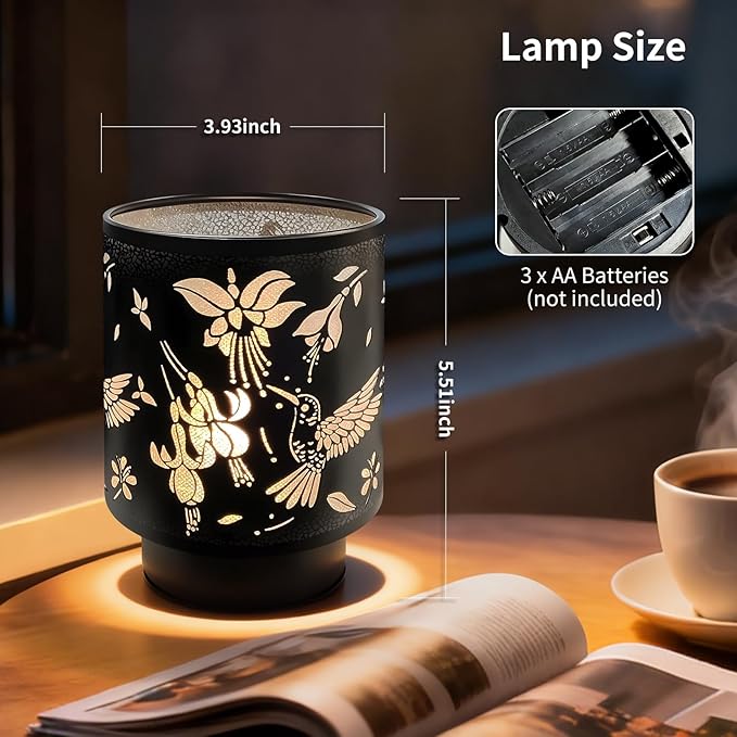 Battery Operated Table Lamp, Cordless Lamps for Home Décor, Nightlight with LED Bulb with Timer for Living Room Bedroom Tabletop Entryway Centerpiece Gift (Hummingbird)