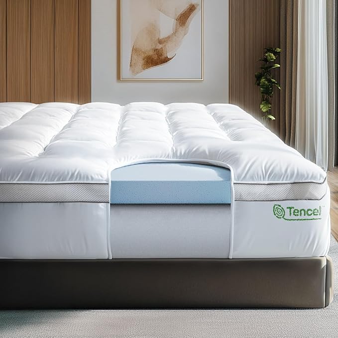 ViscoSoft 3 Inch Pillow Top Memory Foam Mattress Topper Short Queen - Cooling Hybrid Lux Dual Layer RV Mattress Pad - CertiPur-US Certified