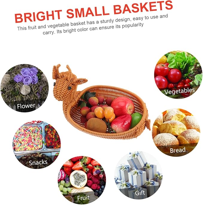 Christmas Elk Storage Basket Woven Snack Container for Home Decor for Dried Fruits and Treats Festive Desktop Adornment for Holiday Gatherings