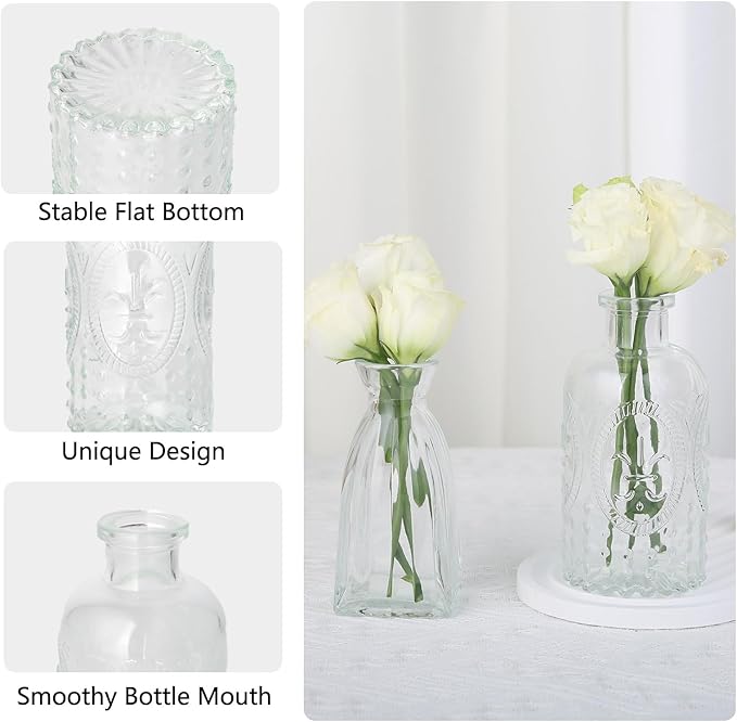 RUCKAE Small Clear Bud Vases Bulk 22 Pack Mini Flower Glass Vases for Centerpiece Table Wedding Decorations Home Decor Party