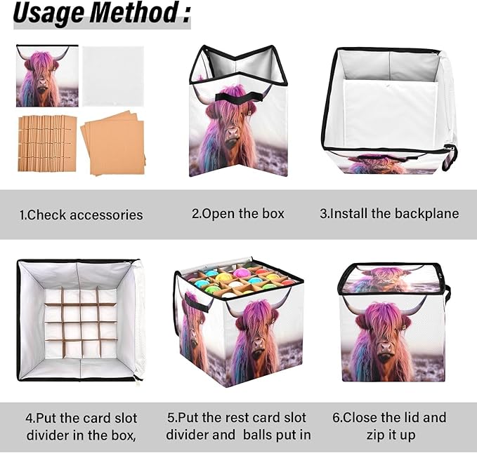 Kigai Highland Cow Christmas Ornament Storage Box with Zipper & Adjustable Dividers Holiday Ornament Organizer Xmas Storage Container, 64 Balls