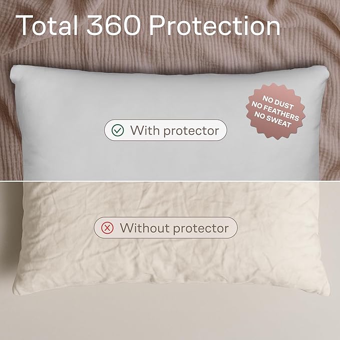 Ultra Soft Pillow Protectors with Zipper King Size - Set of 4 Breathable Pillow Covers - 100% Protection Against Stains, Dust & Dirt - Machine Washable (Light Gray)