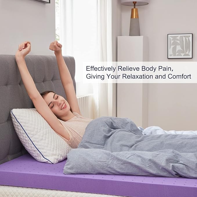 SINWEEK 3.9 Inch Gel Memory Foam Mattress Topper Ventilated Soft Pressure Relieve Mattress Pad, Breathable Bed Topper, CertiPUR-US Certified, Twin Size