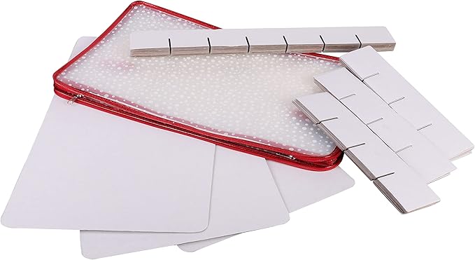 Simplify Organizer Container, Holds Total of 224 Amongst 2 Bags, 2.5” Slots, Durable, See Through for Easy Viewing ornament storage, 112 Count-2PK, Red, AZ-710011-2PK