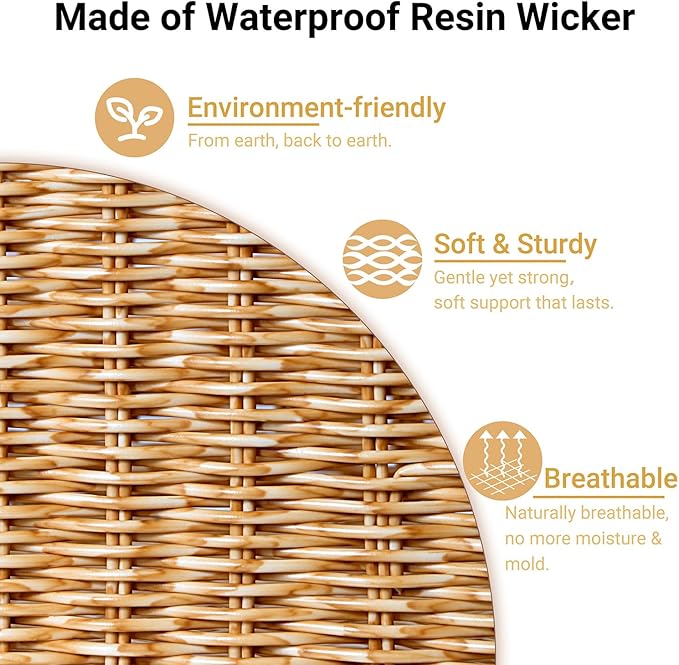 Pantry Organizers and Storage Basket for Organizing with Handles,Handwoven Large Wicker Baskets for Shelves - Waterproof Plastic Storage Bins, Boho Decorative, 3Pack, Natural
