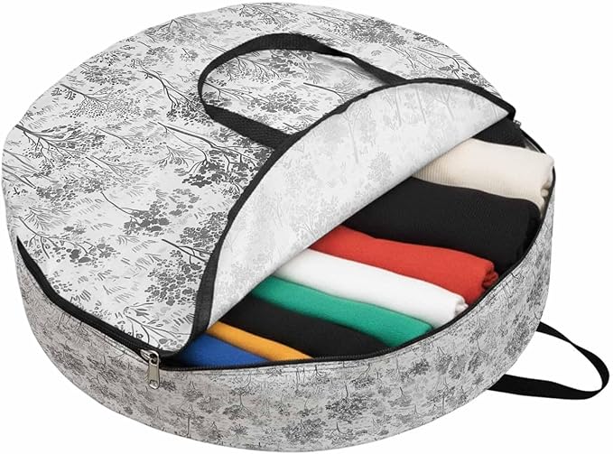 Storage Bag Maple Leaf Tree Pine Round Storage Totes Bins Closet Organizers with Zippers & Handle Plants Tree Forest Clothes Storage Container for Bedroom Dorm Space Saving Packing Supplies Bags