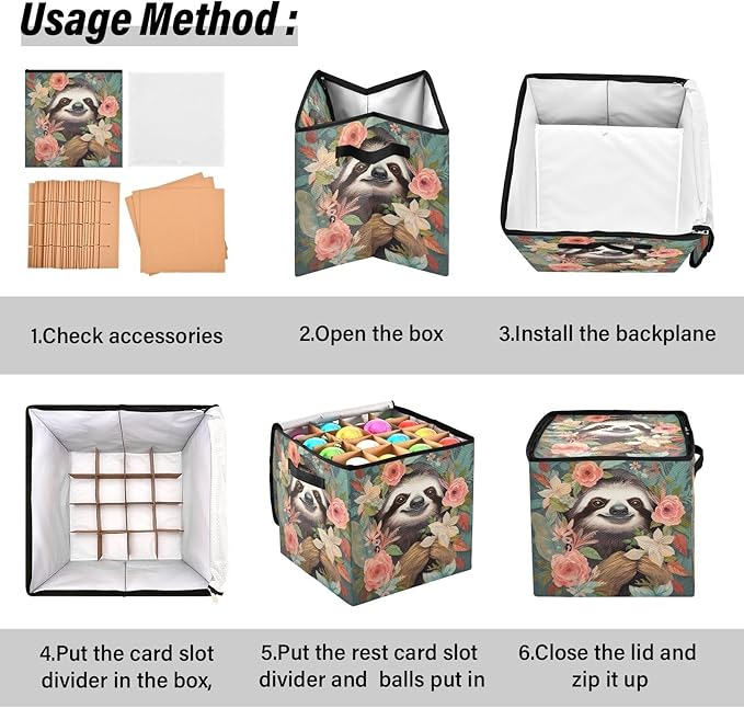 Kigai Sloth Christmas Ornament Storage Box with Zipper & Adjustable Dividers Holiday Ornament Organizer Xmas Storage Container, 64 Balls