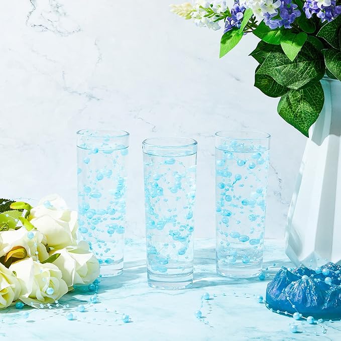 Tondiamo 24 Pcs Artificial Pearl String for Floating Candle Faux Pearls Beads String Garland Centerpiece Decoration for Vases Filler Wedding Spring Holiday Party Decor(Turquoise Blue)