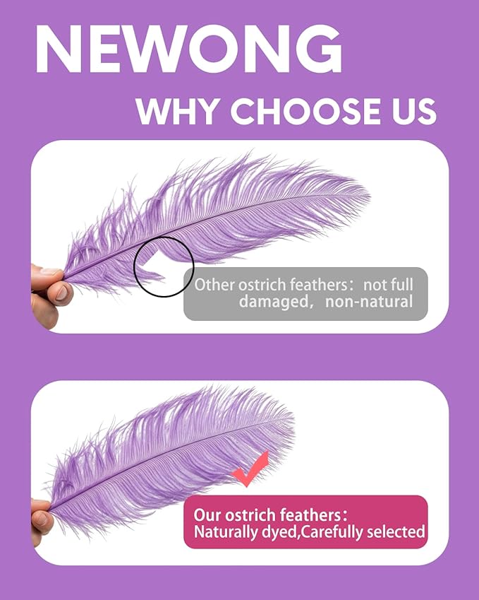 30pcs Light Purple Ostrich Feathers Natural Bulk 11-14inch(28-35cm) Vase Craft Wedding Home Party Centerpieces Christmas Day Decoration