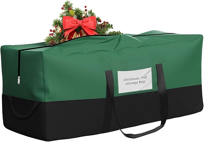 Christmas Tree Storage Bag,Fits Up 8 Ft Tall Artificial Trees,600D Oxford Material,Heavy Duty Tree Bag,Dampproof Storage Bag with Durable Reinforced Handles & Dual Zipper&Transparent Pocket