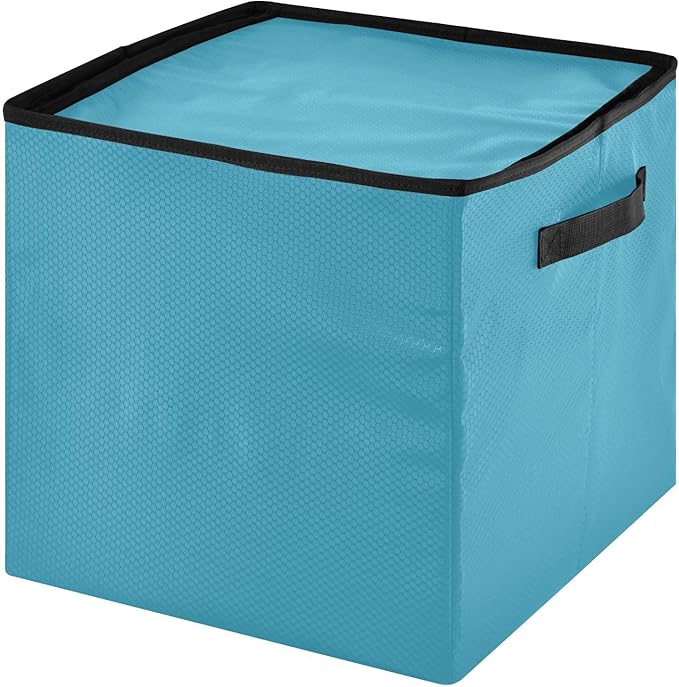 Blue Christmas Ornament Storage Basket Box Holiday Storage Container Cube with Adjustable Dividers for 64 Holiday Ornaments or Decorations Keeps Clean and Dry for Next Season