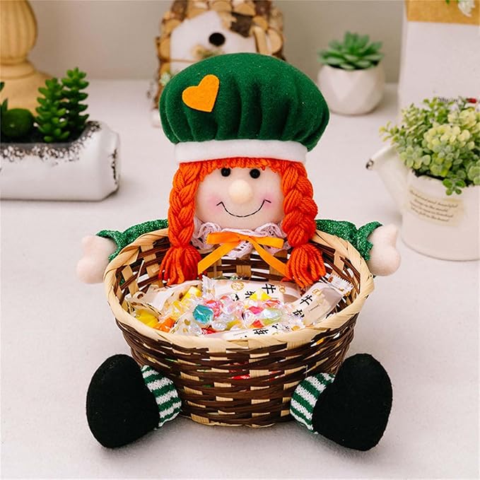 Holiday Candy Basket Irish Atricks Day Candy Storage Doll Festival Beautiful Decorations Ornament Indoor Storage Basket