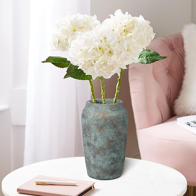 Briful Rustic Vintage Ceramic Vase, 9.06'' Farmhouse Table Decor with Wide Mouth, Large Decorative Vase for Home Decor, Living Room, Entryway & Shelf Styling, Patina