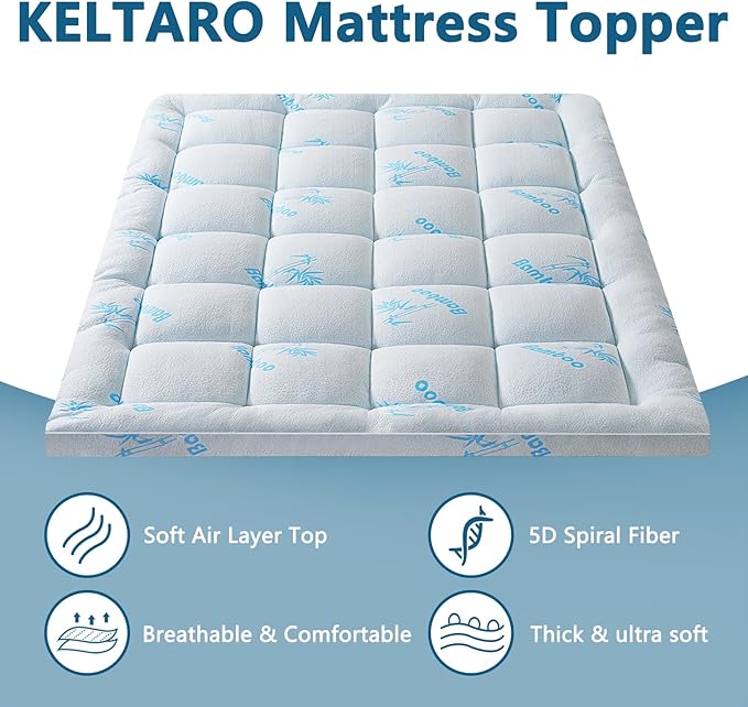 Mattress Topper Full Size,Viscose Made from Bamboo Extra Thick Mattress Pad 8-21" Deep Pocket Soft Down Alternative Fill Mattress Protector Pillow Top Mattress Cover(54x75 Inches)
