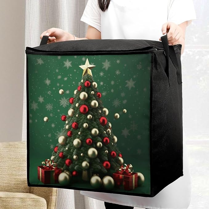 Round Ball Christmas Tree Storage Bag Quilt Storage Bag with Sturdy Zippered Fashion Breathable Closet Organizer Storage Boxes with Carry Handles for Blanket Pillow Bedding