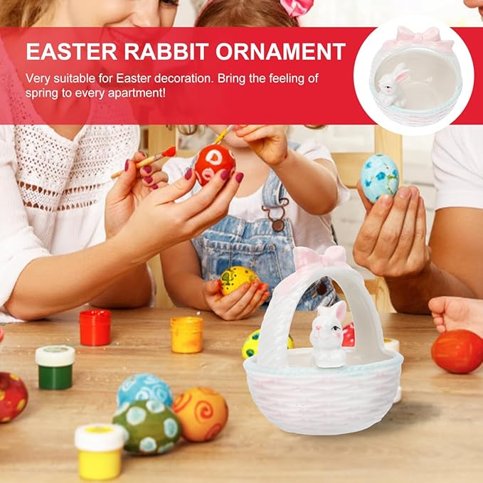 Angoily Rabbit Doll Easter Basket Ornament Bunny Basket Snack Storage Tote Bag Eggs Basket Carry Bucket Tote for Party Celebrate Decoration Easter Bunny Bowl