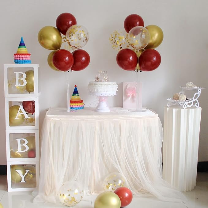 ZJDHPTY Red and Gold Balloon Stand Centerpiece Table Decorations for 49ers Party Birthday Graduation Wedding Mother's Day Anniversary Christmas New Year's Eve Party Decorations(Red gold set4)