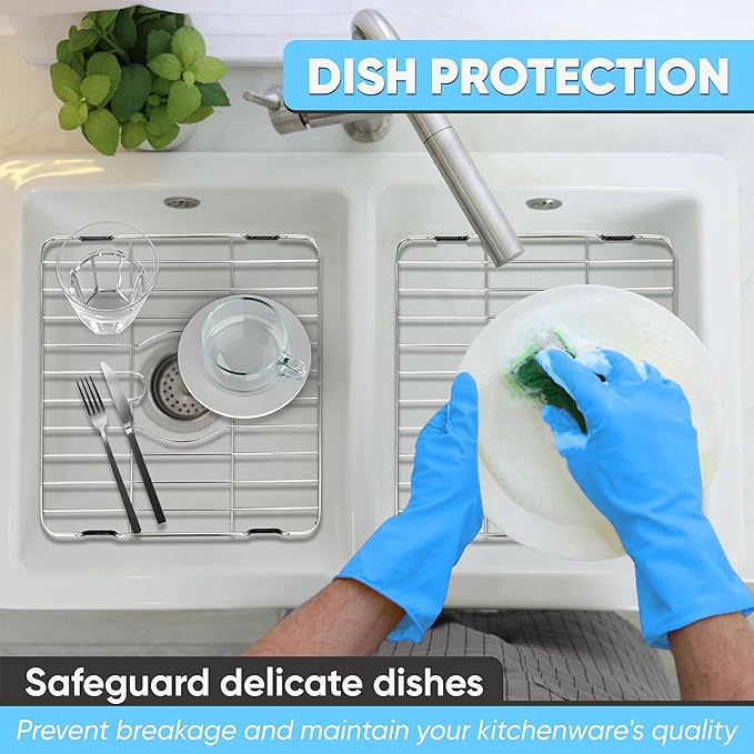 Better Houseware Sink Protectors for Kitchen Sink, Rust-Resistant Scratch-Preventing Stainless Steel Sink Protector Grid, Non-Slip Kitchen Sink Rack for Washing, 23 x 14.4 x 1 Inch