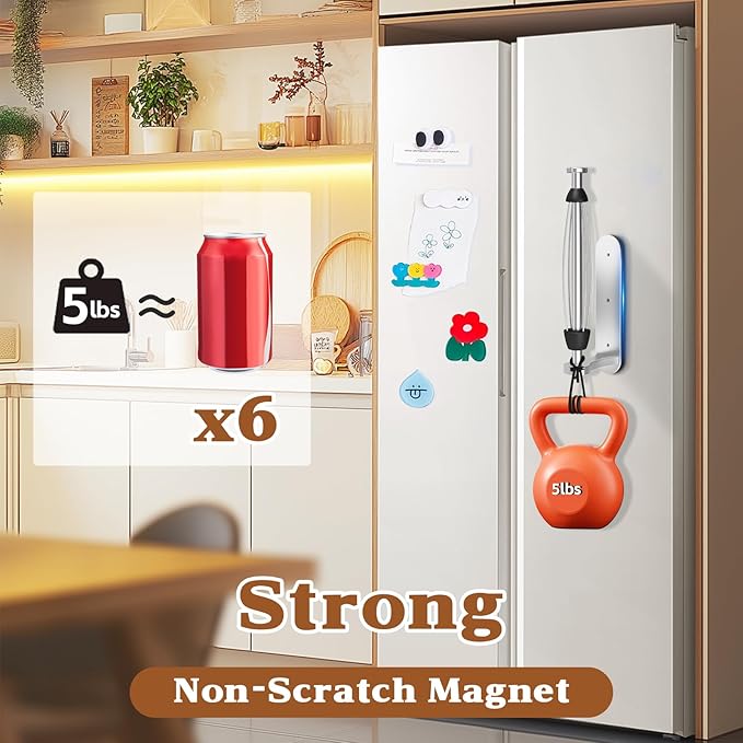 Swaitee Magnetic Paper Towel Holder for Fridge - No Drill, One Hand Tear with Ratchet Mechanism, Silver, Self-Adhesive & Wall Mount for Kitchen, RV, Garage