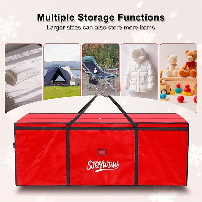 Small Christmas Tree Storage Bag 4ft/5ft – Heavy Duty Reusable Tree Storage Bag with Reinforced Handles, Thickened PE Material Moisture-resistant Tearproof for Short Holiday Trees (Red)