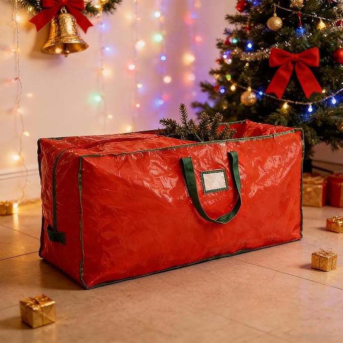 Christmas Tree Storage Box | Zippered Large Holder Container - Storage Box with Reinforced Handlesfor Closet College Dorm Attic Home Basement Garage