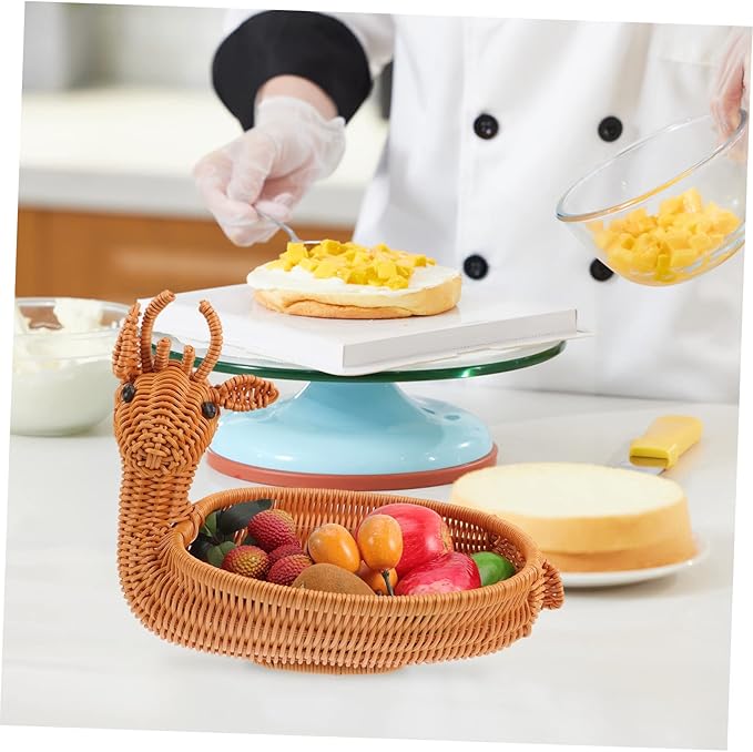 Christmas Elk Storage Basket Woven Snack Container for Home Decor for Dried Fruits and Treats Festive Desktop Adornment for Holiday Gatherings