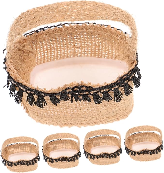 SHOWERORO 5pcs Miniature Flower Holder Bags for Wedding Parties Decorative Candy Storage Pouches Versatile Little Baskets with Handles for Festivals and Celebrations