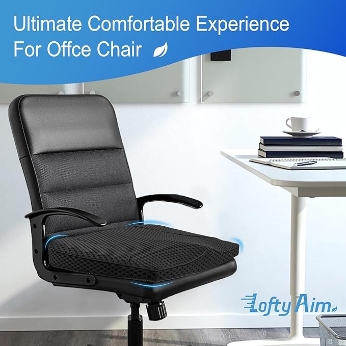 Lofty Aim Car Seat Cushion, Comfortable Memory Foam Seat Pillow for Driving, Sciatica-Back Pain Relief, Cushion for Car-Truck, Office, Wheelchair - Mesh Black