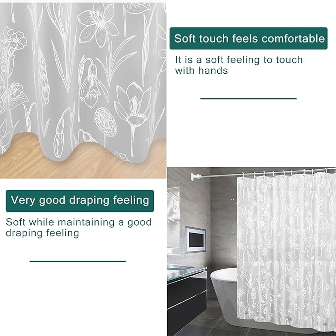 Shower Curtain Liner, 100% Waterproof Peva Shower Curtains with 3 Duty Heavy Bottom Magnets and 12 Rust Proof Grommets, 72x72 Weighted Shower Liner for Shower Stall, Bathtubs