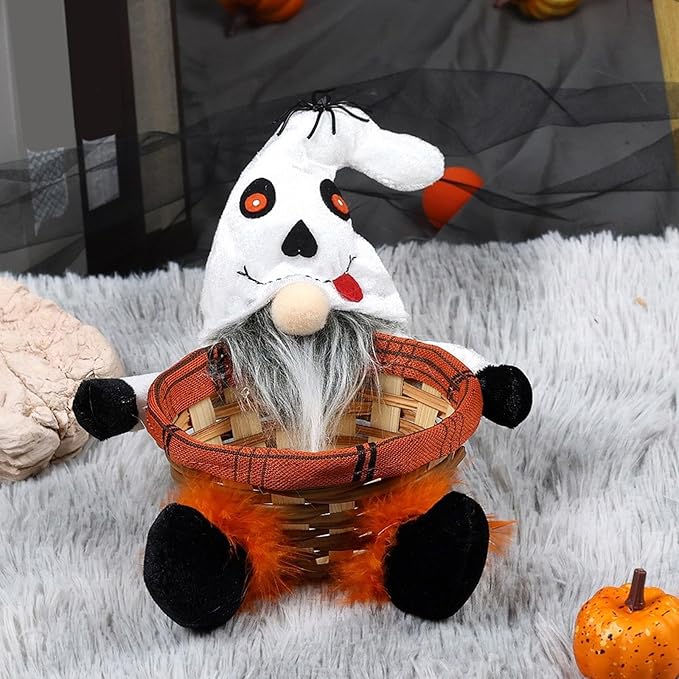 Stylish Decorated Round Basket Portable for Halloween Celebration and Enthusiasts Home Decoration Accessory Home Storage Basket