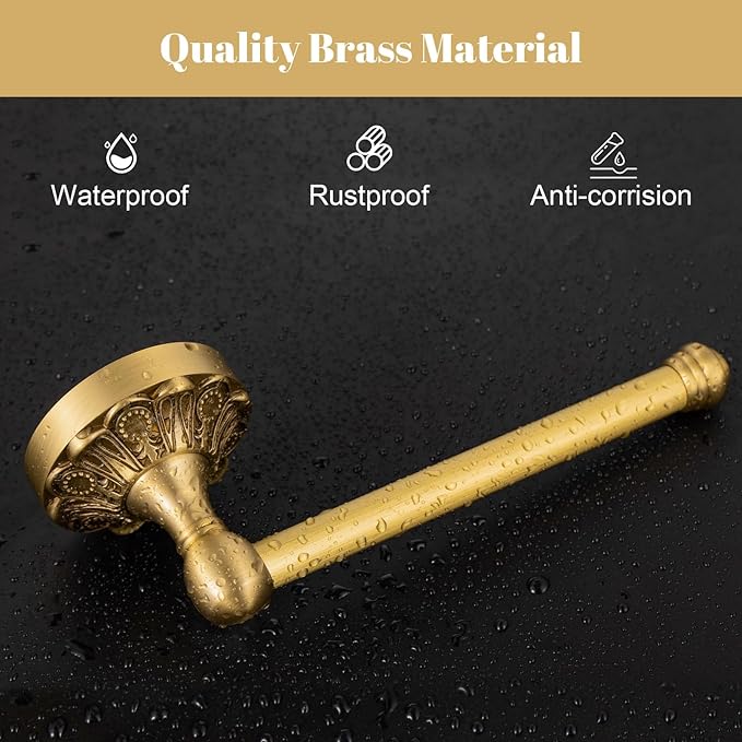 Antique Brass Toilet Paper Holder, Bathroom Tissue Roll Holder Wall Mount, Vintage Gold Decorative Bathroom Accessories, Brass Petal-Relief Series